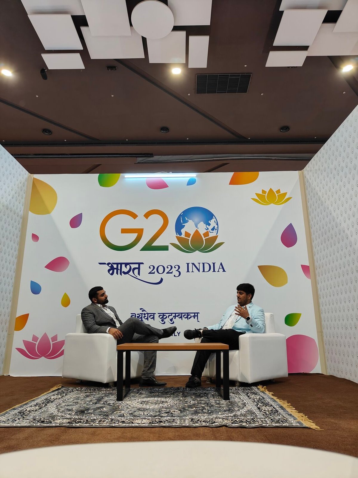 Asish Singh in conversation at the G20 India 2023 media studio in New Delhi